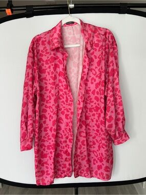 Pink Leopard Print Blazer Jacket